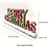 CF-11 Exquisite Art Deco Gingerbread Candy-Painted Resin Sign & Plaque - Festive Christmas Tabletop Decor for Living Room Dining Ambience - English Lettering, Unique Holiday Gift Idea, Handcrafted Craft, Vintage-Inspired, Seasonal